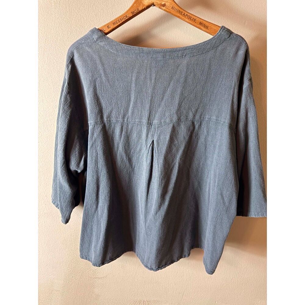 Oh My Gauze Large Medium Gray Button Cropped Ronie Cotton Gauze Blouse - Picture 2 of 11